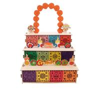 OUNONA Day of the Dead Wooden Shadow Box Display Frame - Mexican Altar Photo Frame with Marigold Decor - Memorial Supplies for Festival and Room Decoration