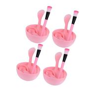 OUNONA DIY Facial Mask Bowl Tool Kit for in Pink, Convenient for Daily Use 4 Sets with Brush, Mixing Stick, Spoon, Measuring Cover and Facial Cleansing Sponge and Easy to Carry for Girls Girls