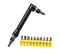 OUNONA Double-Headed L-Shaped Socket Wrench Extension Handle Screwdriver 1/4'' Shank 90 Degree Right Angle Screwdriver Adapter (+10 Bits)