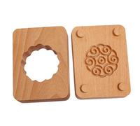 OUNONA Double-Layer Green Bean Cake Mold and Mooncake Hand Molds, Beech Wood Baking Tool for Pastry Making with Auspicious Flower Design, Non-Stick Baking Supplies for Traditional Dessert Preparation