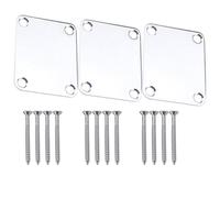 OUNONA Electric Guitar Bass Neck Plate Metal Easy to Use Strength Connecting Board Ergonomic Design 3pcs with Screws Silver for Guitar Neck Repair and Enhancement