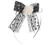 OUNONA Elegant Black Lace Bow Brooch Pin for Women Vintage Mesh Ribbon Bowtie Accessory for Lolita Fashion and Special Occasion Outfits Classic Decorative Brooch