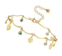 OUNONA Elegant Evil Eye Anklet for Women Adjustable Gold Ankle Bracelet with Amulet Charm Lightweight Comfortable Foot Jewelry for Teens for Minimalist Style