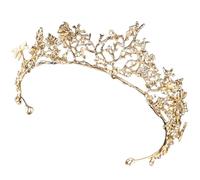OUNONA Elegant Golden Alloy Bridal Rhinestone Tiara Headpiece with Delicate Antique Style, for Important Days and Banquets