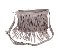 OUNONA Elegant Grey Polyester Tassel Shoulder Bag for Women Adjustable Crossbody Messenger Purse with Zipper Closure Spacious Interior for Travel Shopping and Daily Use