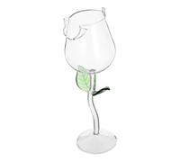 OUNONA Elegant Rose Design Goblet Glass Crystal Cocktail Wine Cup with Leaf Accent for Parties Weddings Bars and Special Occasions