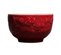 OUNONA Embossed Ceramic Tea Cup Large Single Mug Classical Red Teaware