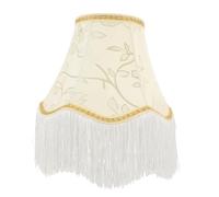 OUNONA European Style Vintage Macrame Lamp Shade with Embroidered Flower and Handcrafted Tassel Trim Retro Fabric Lampshade for Table Lamps Victorian-Inspired Bedroom Decor