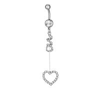 OUNONA Fashion Silver Bellybutton Ring with Heart Pendant Surgical Stainless Steel Piercing Jewelry for Women Creative Body Decoration for Parties and Street Photography Choice
