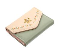 OUNONA Fashionable Short Wallet for Women with Fresh Flower Print Durable PU Material Three Fold Design with Large Capacity for Cards and Coins Cute Portable Pouch for Ladies
