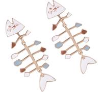 OUNONA Fish Bone Drop Earrings for Women Unique Enamel Statement Jewelry Creative Trendy Ear Accessories Fun Quirky Design for Parties and Everyday Wear