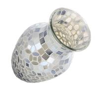 OUNONA Flower Vase Meticulous Craftsmanship with Mosaic Pattern Modern Crackled Glass Silver Colour Small Desktop Vase Contemporary Artistic Style for Home Decor Centerpiece Table