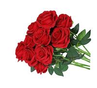 OUNONA Flowers Bouquet Wedding Artificial Silk Rose Flower 10 Pack Never Wilt for Centerpieces