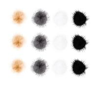 OUNONA Fluffy Ball Nail Accessory 12pcs Detachable Plush Nail Decors for Diy Manicures in Black Grey White Beige