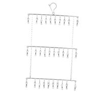 OUNONA Foldable Clothes Drying Rack with Slip Clips Portable Stainless Steel Hanger for Socks and Pants Space Saving Laundry Organizer for Dorms and Apartments
