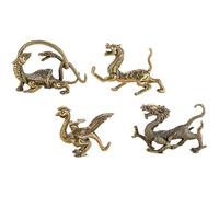 OUNONA Four Divine Beasts Figurines Set White Tiger, Azure Dragon Brass - Vermilion Bird, Black Tortoise Animal Sculptures Chinese Mythology Animal for Garden and Desktop Decoration