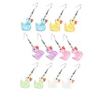 OUNONA Glow Dark Cute Duck Earrings Set 6 Pairs Colorful Dangle Earrings for Women and Girls Fun Cartoon Style Ear Hooks for Teen Girls Fashion