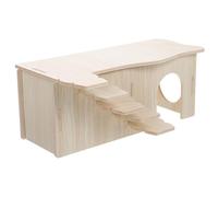 OUNONA Guinea Pig Hideout House Providing Security and Entertainment Wooden with Multi-chamber and Ramp, Small Animal Habitat Decor for Guinea Pigs and Dwarf Bunnies
