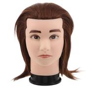 OUNONA Hair Mannequin Head: Training Head with Human Hair for Hairdresser Practice - Male Mannequin for Barber Styling Cosmetology Practice Haircut Braiding Hairstyling