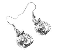 OUNONA Halloween Pumpkin Earrings for Women Lightweight Ancient Silver Jack O Lantern Dangle Jewelry with Unique Pumpkin Head Design for Thanksgiving Festival Party