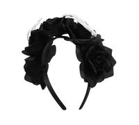OUNONA Halloween Skeleton Claw Hairband with Black Rose Headpiece Lightweight Role Playing Accessory for Womens Costume Party Photo Prop for Halloween and Day Dead Celebrations