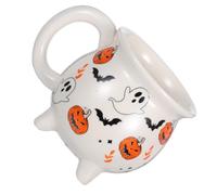 OUNONA Halloween Witch Ceramic Coffee Cup 375ml White Cauldron Mug | Dishwasher Safe Reusable Drinkware, for Tea, Hot Cocoa, Office Desks, Spooky Parties, Smooth Finish