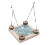 OUNONA Hamster Cooling Hammock and Hanging Platform Bed for Rabbits and Birds, Wooden Frame with Crystal Plate, Convenient to Use in Cage a Funny Sleeping and Resting Place