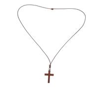 OUNONA Handcrafted Religious Pendant for Men and Women for Baptism First Communion Christmas Light Brown Wood Finish Versatile Long Chain