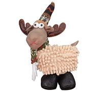 OUNONA Handmade Christmas Elk Ornament Soft Fabric Reindeer Figurine Standing Table Decoration with Santa Hat for Festive Home