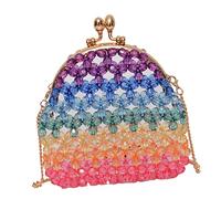OUNONA Handmade Colorful Beaded Pearl Crossbody Bag for Women Hollowed Out Design Lightweight Shoulder Bag Suitable for Teens and Ladies Bright and Eye Catching Accessory