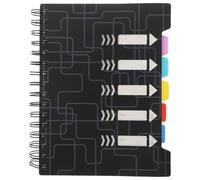 OUNONA Hardcover Spiral Notebook with Tabs A5 College Ruled Paper for Organizing Work Tasks and Tracking Events, Black Pp Material with Labeled Sections, Sl nd Modern Design