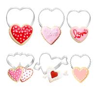 OUNONA Heart Cookie Cutter Set 6 Pcs Valentines Baking Love Heart Baking Moulds for Valentine S Day Biscuit and Fondant Cutters for DIY Love-Shaped Cakes and Chocolates