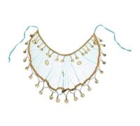 OUNONA Indian Style Belly Dancing Performance Veil with Tassels, Peacock Blue Half-Moon Face Veil, Women’S Tribal Costume Accessory for Dance and Party