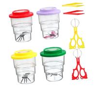 OUNONA Insect Magnifying Viewer Kit Insect Observation Box with Tweezers Clips Clear Bug Container for Nature Exploration Education Critter Breeding Collecting Tool