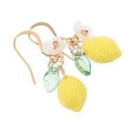 OUNONA Irregular Lemon Leaf Flower Earrings for Women Lightweight Fruit Jewelry Dangle Pendants Stylish Summer Accessory for Casual Outfits and Work