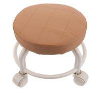 OUNONA Knot Grouting Stool Wheels Swivel Pu Leather round Rolling Footrest for Home Office Salon and Spa Small Movable Stool for Chiropody