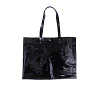 OUNONA Large PVC Clear Tote Bag for Women Transparent Shoulder Bag for School Work Beach and Travel Black Stylish See Through Design for Everyday Use