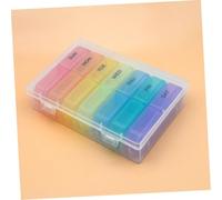 OUNONA Large Weekly Medicine Organizer with Double Lid Pill Case for Travel and Home Portable Purse Container with Rainbow Color-Coded Compartments for Timely Medication Management