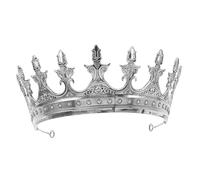 OUNONA Medieval King Crown Headband for Men and Women Vintage Baroque Tiara with Royal Palace Style Gender Neutral Silver Costume Accessory for Wedding Birthday Halloween Cosplay Party