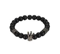 OUNONA Men's Crown Bracelet Black Alloy Beaded Bracelet with Sturdy Construction and Unique Design, Fashion Accessory for Daily Use and Parties, Fit for Most Wrists