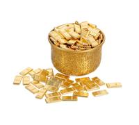 OUNONA Metal Feng Shui Money Bowl with Gold Bar Simulation Chinese Treasure Basin Ornament for Wealth and Prosperity Craft Decorative Bowl for Home Desk and Asian Style