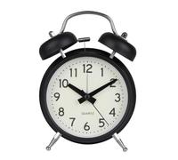 OUNONA Metal Kids Alarm Clock 4 Inch Round Night Light Decorative Clock for Bedroom Silent Scanner No Battery