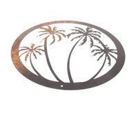 OUNONA Metal Palm Tree Wall Decor Rustic Iron Circular Hanging Art 30cm Diameter Indoor/outdoor Home Decoration for Garden and Beach Theme