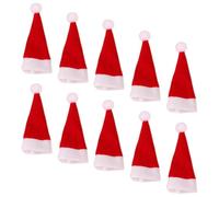 OUNONA Mini Christmas Hats Classic Santa Hat Style Non-woven Fabric Material 10pcs Portable and Easy to Carry for Lollipop Candy Decorations for Christmas Party and Small Doll