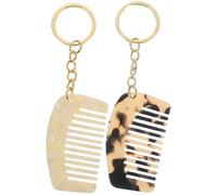 OUNONA Mini Comb Keychain Wide Tooth Small Pocket Comb Travel Hair Styling Accessory with Keyring Compact Acetate Board Design