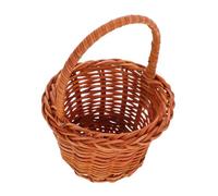 OUNONA Mini Decorative Woven Storage Basket with Handle, 8x5cm Handheld Straw DIY Prop Basket for Children’s Desktop Organization and Easter Craft Decoration