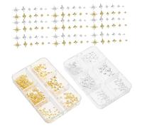 OUNONA Mini Star Nail Charms Gold Silver Metal Studs for DIY Nail Art Decorations Women Manicure Supplies