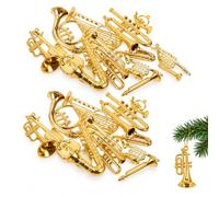 OUNONA Miniature Musical Instruments for Christmas Tree Decorations 28 Piece Gold Set