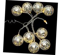 OUNONA Mirror Ball LED String Lights 1.65m Warm White 10 Bulbs Decorative Disco Ball Hanging Party Lights Indoor Bedroom Holiday Décor