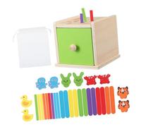 OUNONA Montessori Wooden Color Matching for Early Education Shape Sorter Puzzle with Animal Patterns Round and Popsicle Sticks Cognitive Development and Fine Motor Skills Game